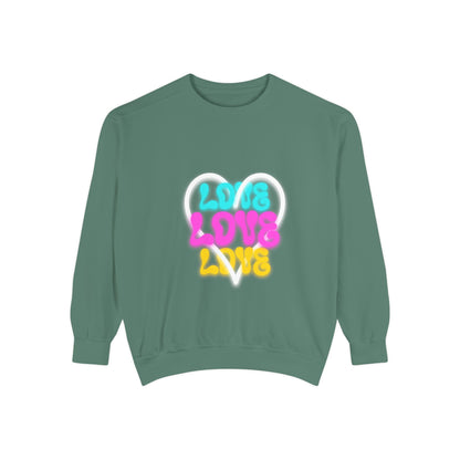 Valentine Unisex Garment-Dyed Sweatshirt - Love Gift, Heart Print Jumper, Valentine's Day Apparel, Romantic Pullover, Couples Matching Shirt