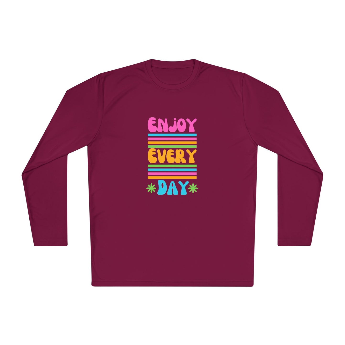 Unisex Lightweight Long Sleeve Tee - Enjoy Every Day, Casual Shirt, Gift for Her, Mindfulness Apparel, Positive Message T-Shirt