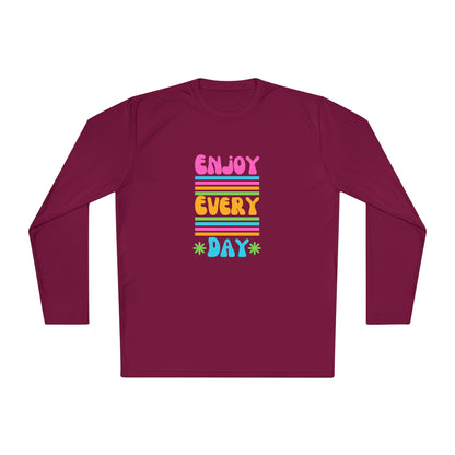 Unisex Lightweight Long Sleeve Tee - Enjoy Every Day, Casual Shirt, Gift for Her, Mindfulness Apparel, Positive Message T-Shirt