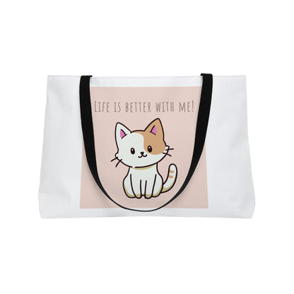 Cat Weekender Tote Bag | Life is Better With Me | Pet Lovers Travel Essentials Gift
