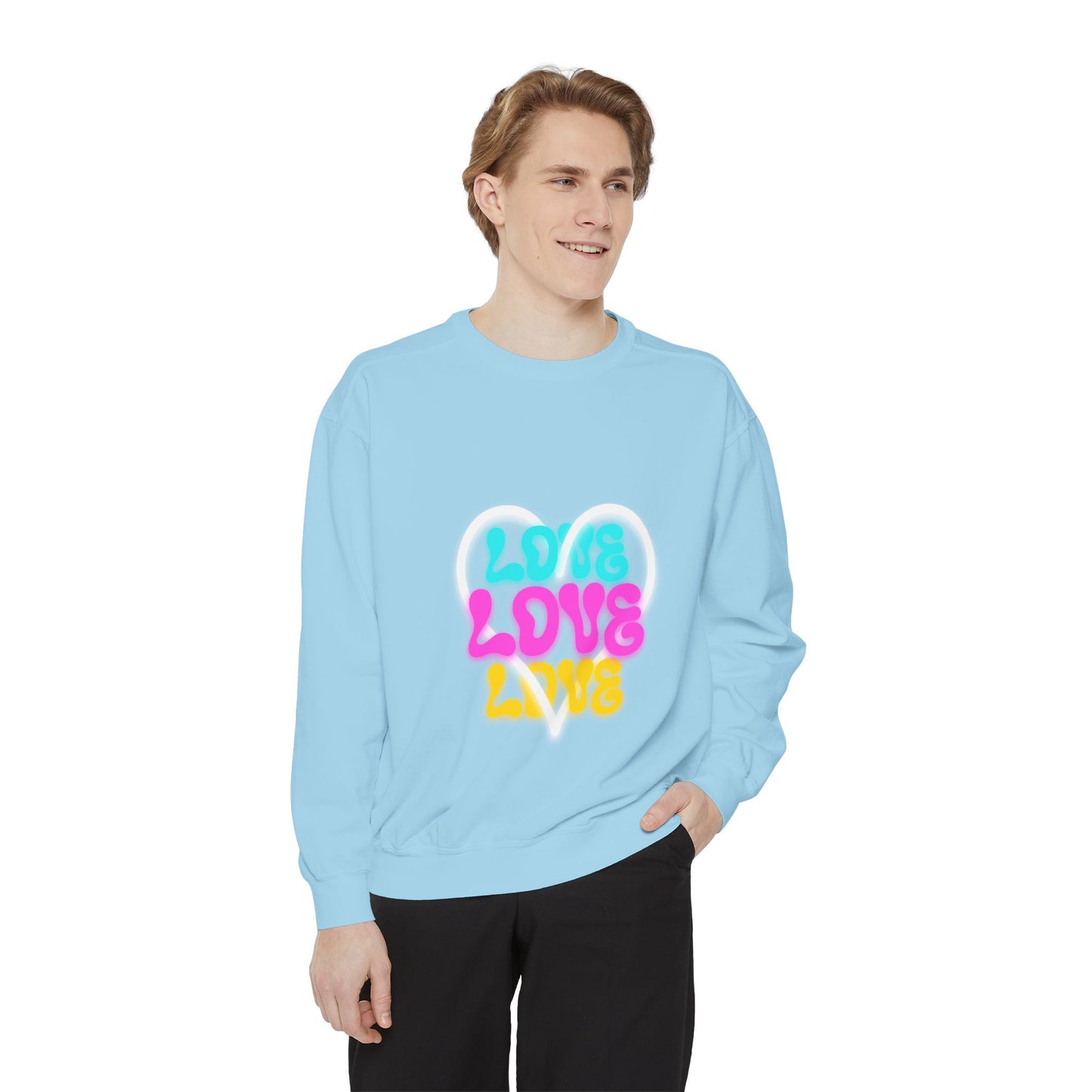 Valentine Unisex Garment-Dyed Sweatshirt - Love Gift, Heart Print Jumper, Valentine's Day Apparel, Romantic Pullover, Couples Matching Shirt