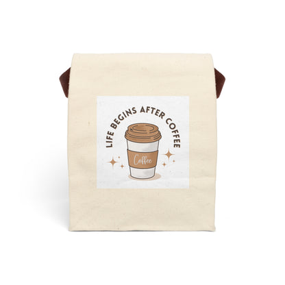 Coffee Lovers Canvas Lunch Bag, Reusable Tote, Eco-Friendly Snack Carrier, Gift for Teachers, Stylish Lunchbox
