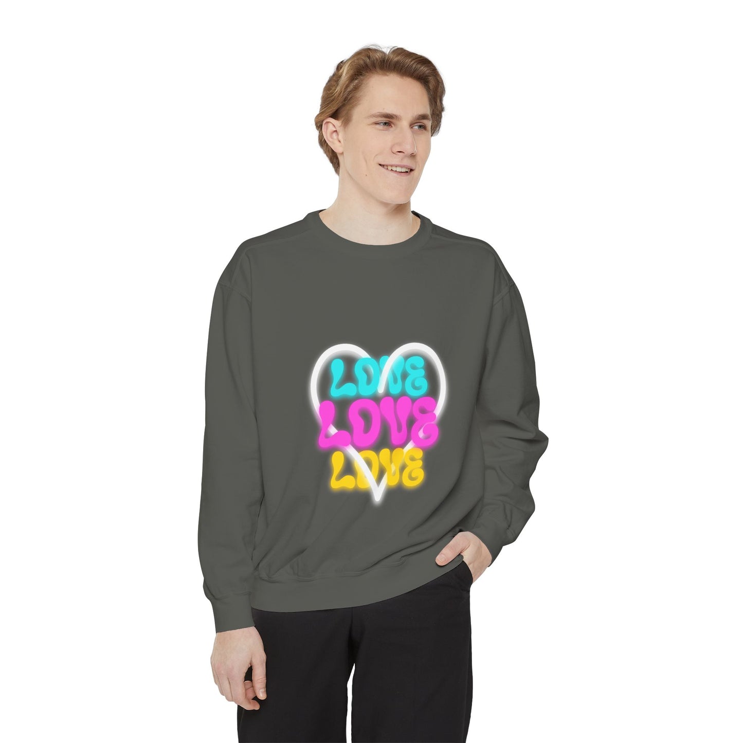 Valentine Unisex Garment-Dyed Sweatshirt - Love Gift, Heart Print Jumper, Valentine's Day Apparel, Romantic Pullover, Couples Matching Shirt