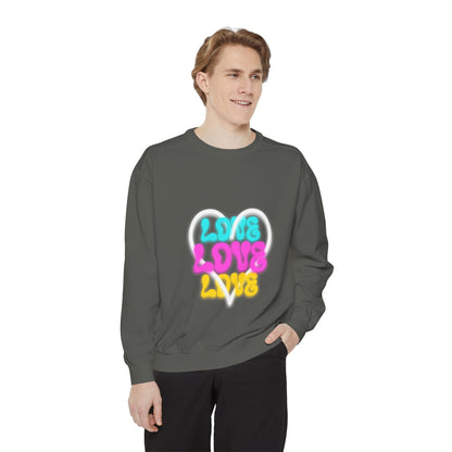 Valentine Unisex Garment-Dyed Sweatshirt - Love Gift, Heart Print Jumper, Valentine's Day Apparel, Romantic Pullover, Couples Matching Shirt