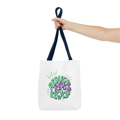 Eco-Friendly Tote Bag - Reduce Reuse Recycle, Shopping Bag, Grocery Tote, Beach Bag, Sustainable Gift