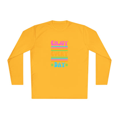 Unisex Lightweight Long Sleeve Tee - Enjoy Every Day, Casual Shirt, Gift for Her, Mindfulness Apparel, Positive Message T-Shirt