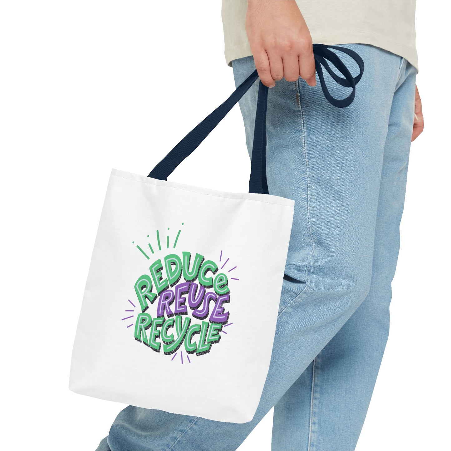 Eco-Friendly Tote Bag - Reduce Reuse Recycle, Shopping Bag, Grocery Tote, Beach Bag, Sustainable Gift