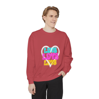 Valentine Unisex Garment-Dyed Sweatshirt - Love Gift, Heart Print Jumper, Valentine's Day Apparel, Romantic Pullover, Couples Matching Shirt