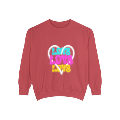 Valentine Unisex Garment-Dyed Sweatshirt - Love Gift, Heart Print Jumper, Valentine's Day Apparel, Romantic Pullover, Couples Matching Shirt