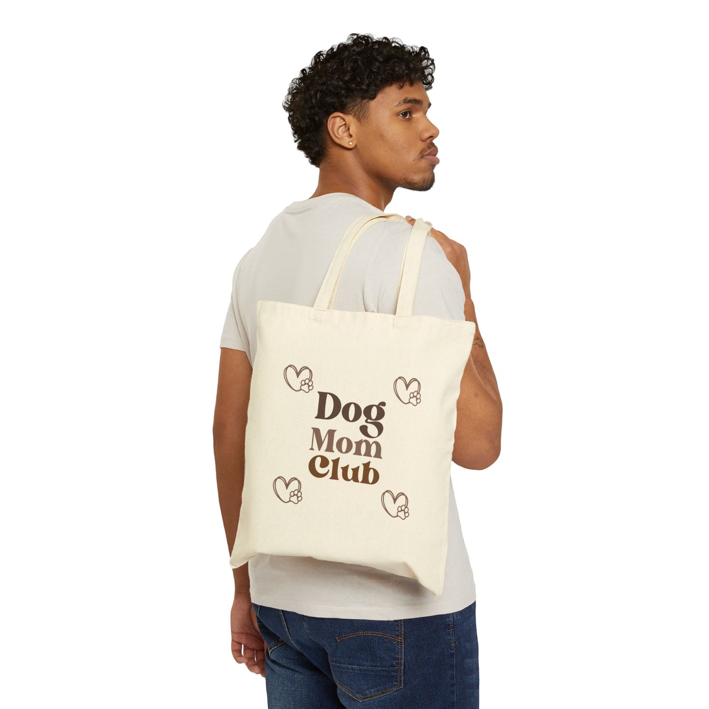 Dog Mom Club Cotton Canvas Tote Bag, Eco-Friendly Grocery Bag, Pet Lover Gift, Stylish Reusable Bag, Dog Owner Essentials