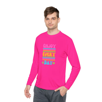 Unisex Lightweight Long Sleeve Tee - Enjoy Every Day, Casual Shirt, Gift for Her, Mindfulness Apparel, Positive Message T-Shirt