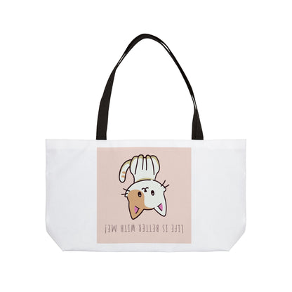 Cat Weekender Tote Bag | Life is Better With Me | Pet Lovers Travel Essentials Gift