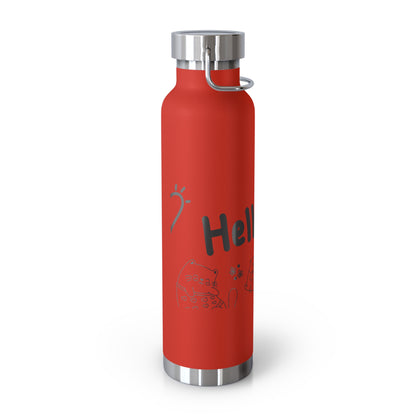 Hello Fun Copper Insulated Water Bottle, 22oz | Travel Mug for Hikers, Perfect for Gifts, Stainless Steel, Eco-Friendly, Gym, Outdoor