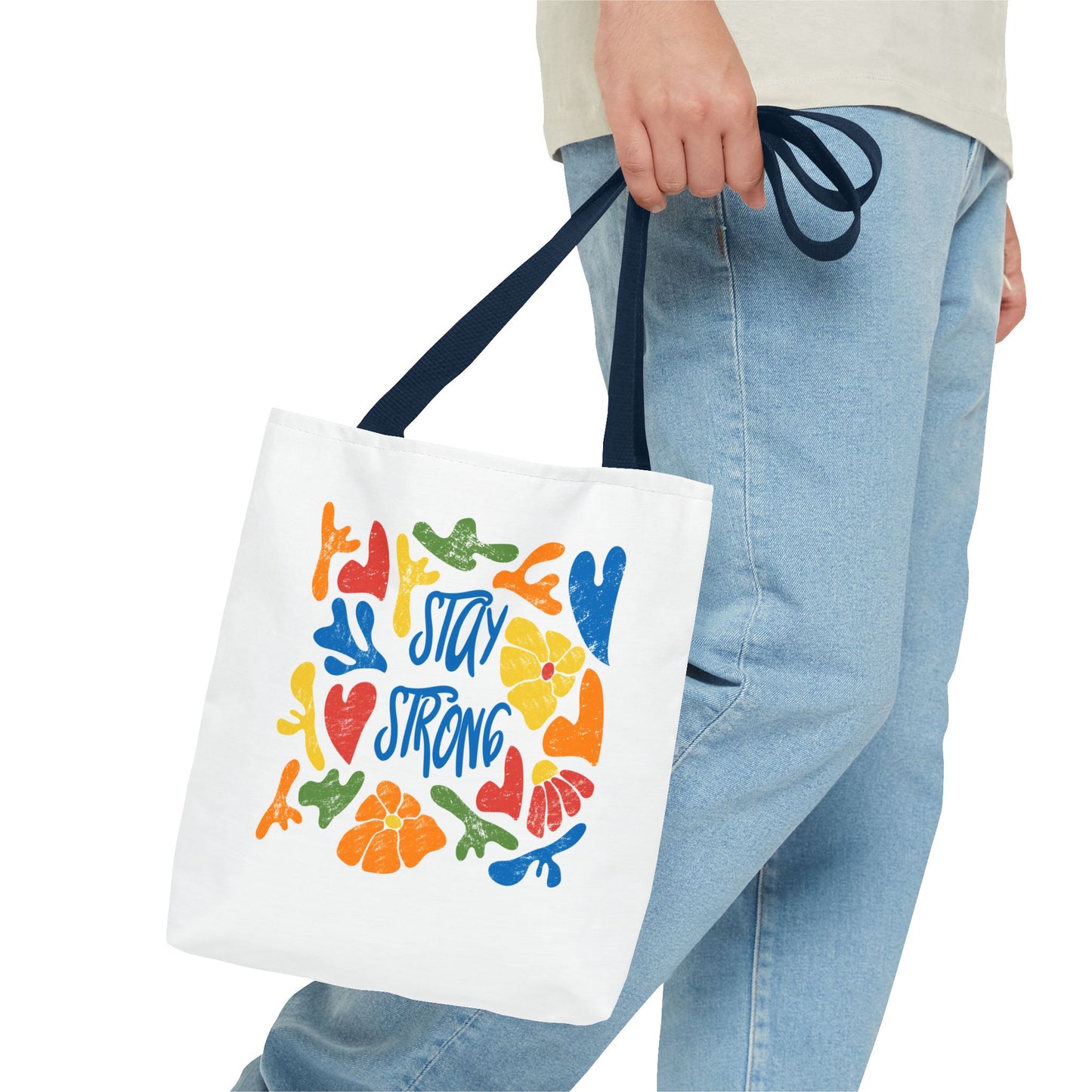 Vibrant Stay Strong Tote Bag, Eco-Friendly Bag, Motivational Gift, Beach Bag, Reusable Grocery Bag