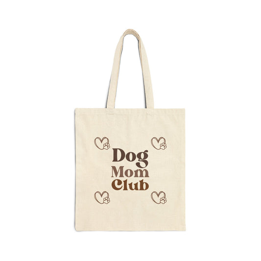 Dog Mom Club Cotton Canvas Tote Bag, Eco-Friendly Grocery Bag, Pet Lover Gift, Stylish Reusable Bag, Dog Owner Essentials