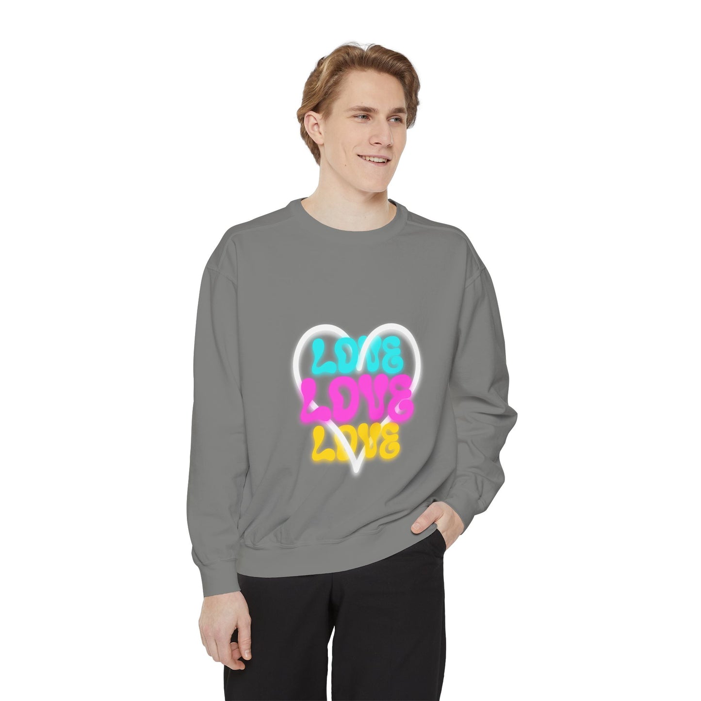 Valentine Unisex Garment-Dyed Sweatshirt - Love Gift, Heart Print Jumper, Valentine's Day Apparel, Romantic Pullover, Couples Matching Shirt