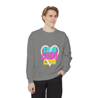 Valentine Unisex Garment-Dyed Sweatshirt - Love Gift, Heart Print Jumper, Valentine's Day Apparel, Romantic Pullover, Couples Matching Shirt