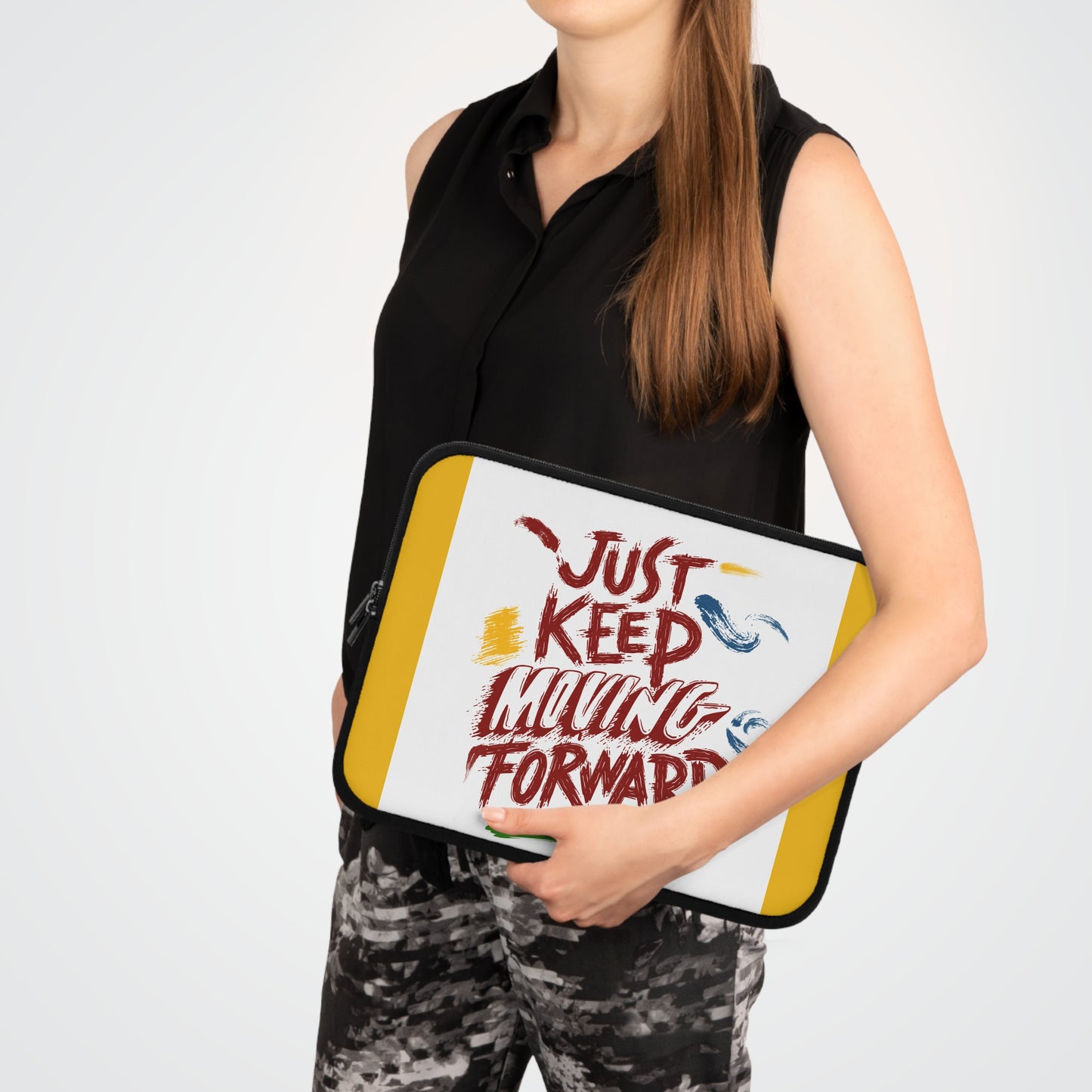 Inspirational Laptop Sleeve - Just Keep Moving Forward, Custom Tech Case, Motivational Gifts, Office Accessories, Modern Style