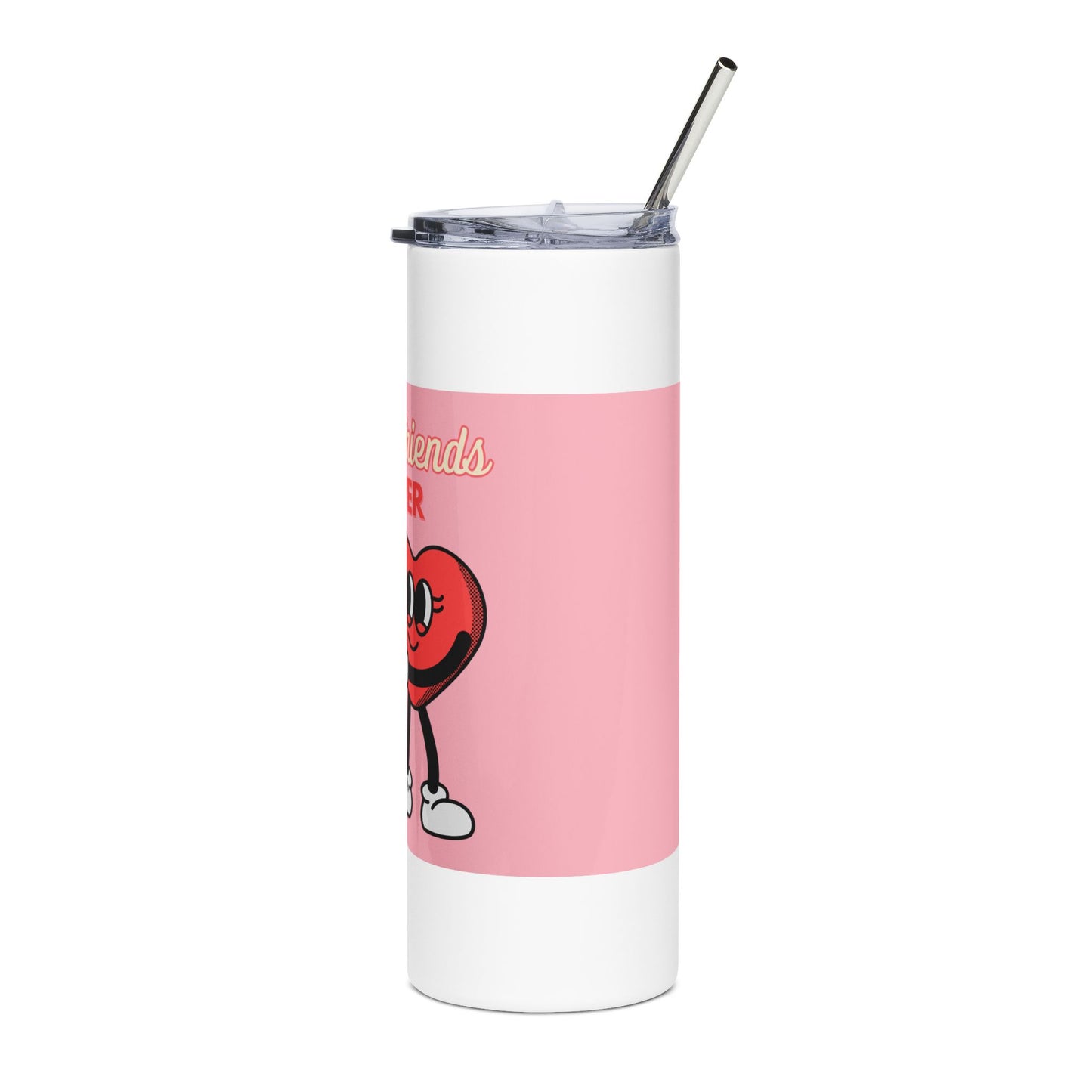 Best Friends Forever Stainless Steel Tumbler, 20oz, Gift for Bestie, Friendship Gift, Cute Travel Mug, Pink Hearts Mug, BFF Drinkware