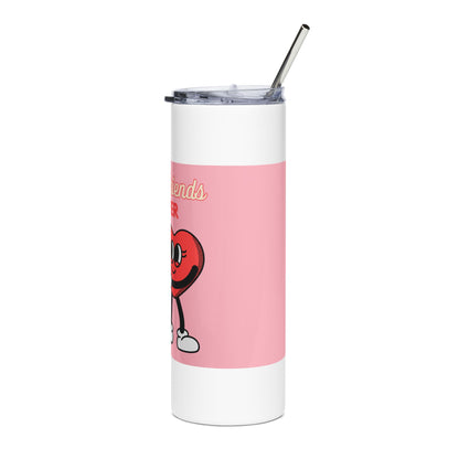 Best Friends Forever Stainless Steel Tumbler, 20oz, Gift for Bestie, Friendship Gift, Cute Travel Mug, Pink Hearts Mug, BFF Drinkware