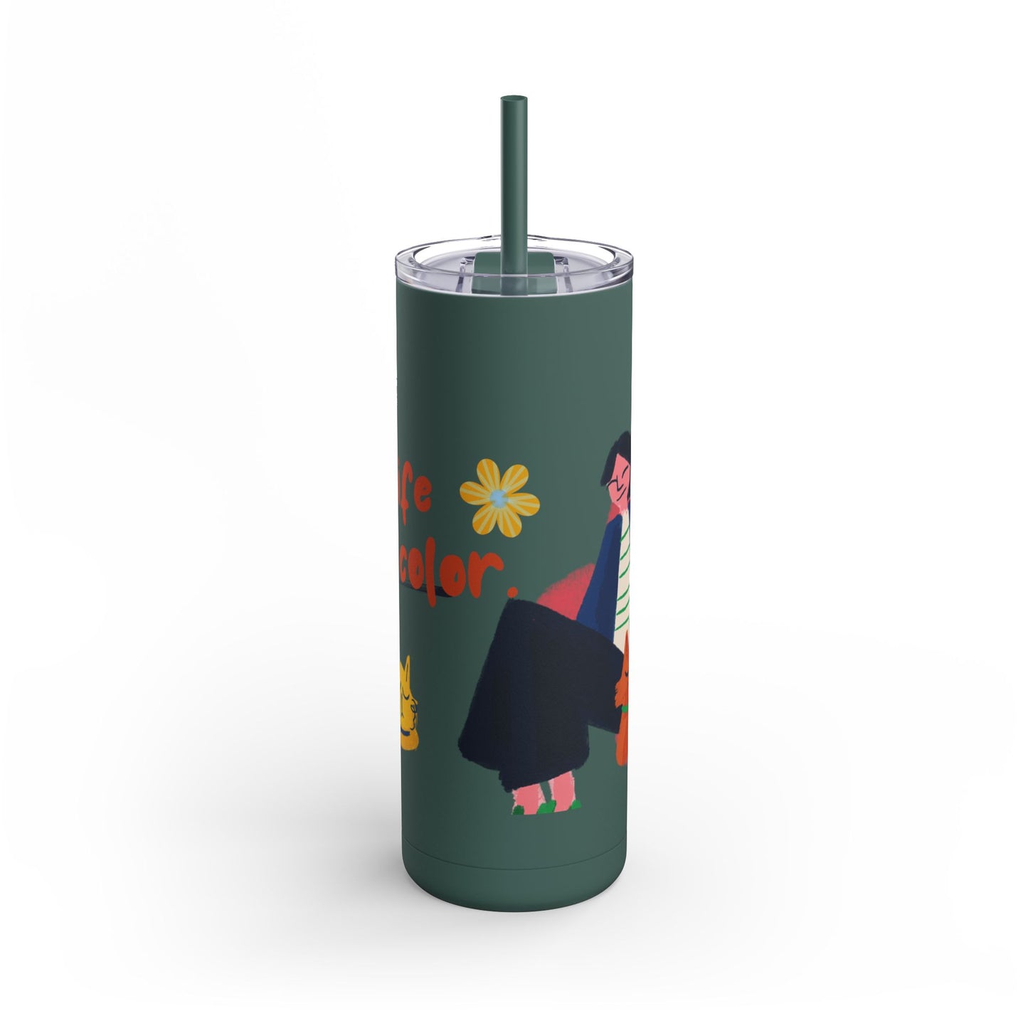 Vibrant Tumbler, Colorful Insulated Drinkware, Perfect Gift for Cat Lovers, Encouraging Mugs for Home and Office, Fun Female Gifting