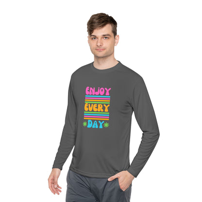 Unisex Lightweight Long Sleeve Tee - Enjoy Every Day, Casual Shirt, Gift for Her, Mindfulness Apparel, Positive Message T-Shirt