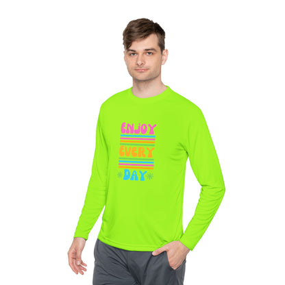 Unisex Lightweight Long Sleeve Tee - Enjoy Every Day, Casual Shirt, Gift for Her, Mindfulness Apparel, Positive Message T-Shirt