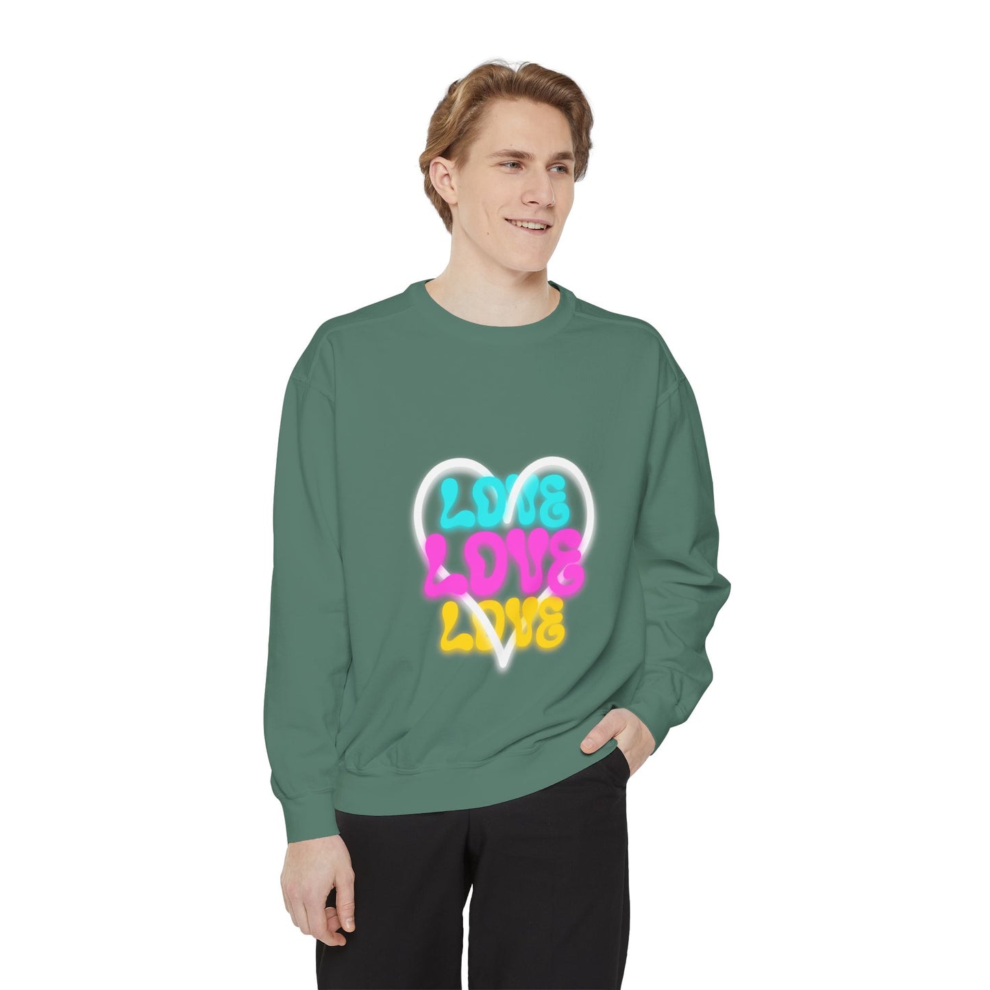 Valentine Unisex Garment-Dyed Sweatshirt - Love Gift, Heart Print Jumper, Valentine's Day Apparel, Romantic Pullover, Couples Matching Shirt