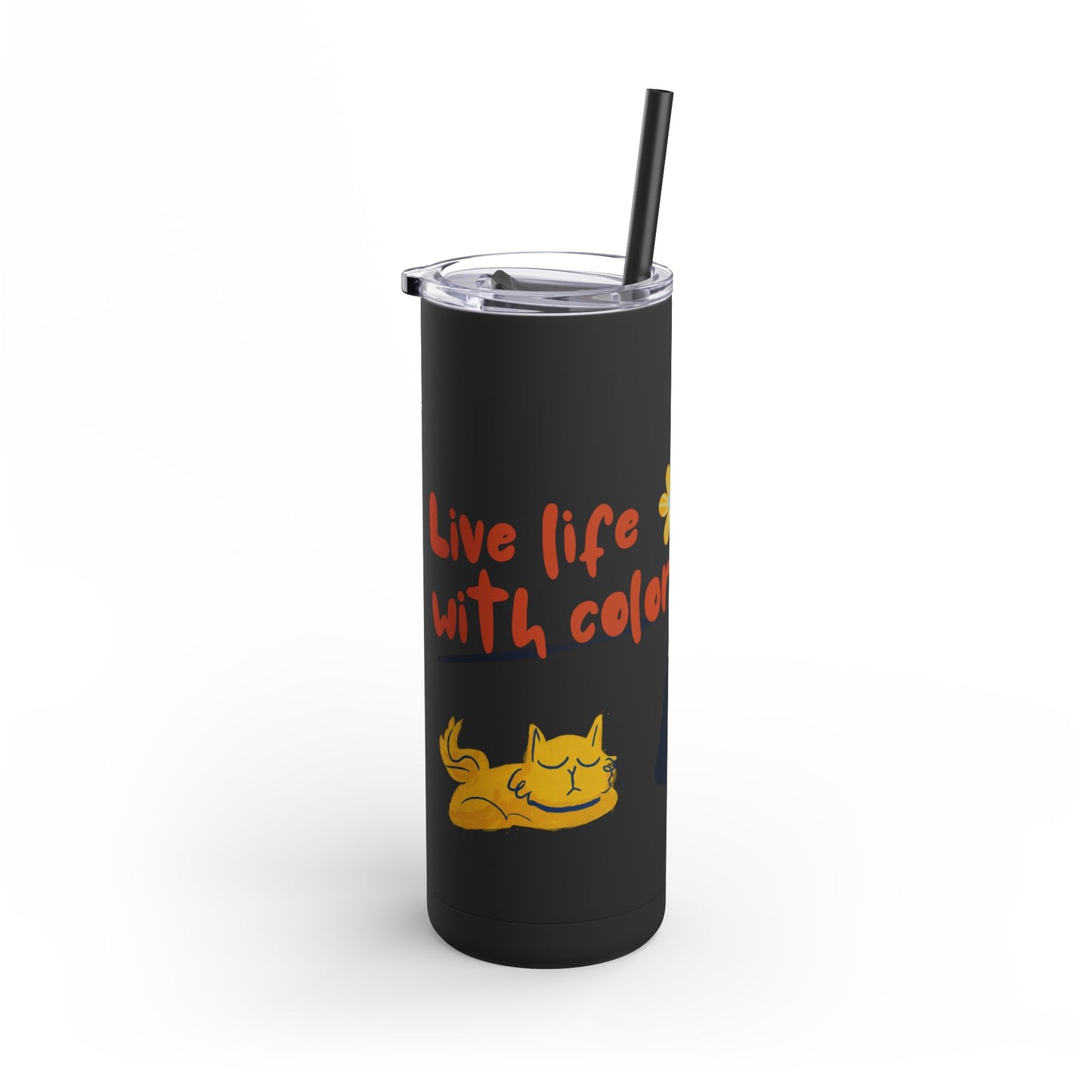 Vibrant Tumbler, Colorful Insulated Drinkware, Perfect Gift for Cat Lovers, Encouraging Mugs for Home and Office, Fun Female Gifting