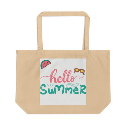 Summer Eco Tote Bag | Hello Summer Beach Tote, Reusable Grocery Bag, Vacation Bag, Fun Summer Accessory, Gift for Her