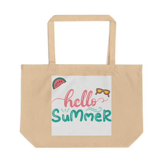 Summer Eco Tote Bag | Hello Summer Beach Tote, Reusable Grocery Bag, Vacation Bag, Fun Summer Accessory, Gift for Her