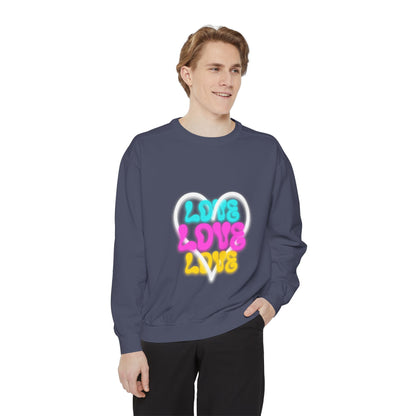 Valentine Unisex Garment-Dyed Sweatshirt - Love Gift, Heart Print Jumper, Valentine's Day Apparel, Romantic Pullover, Couples Matching Shirt