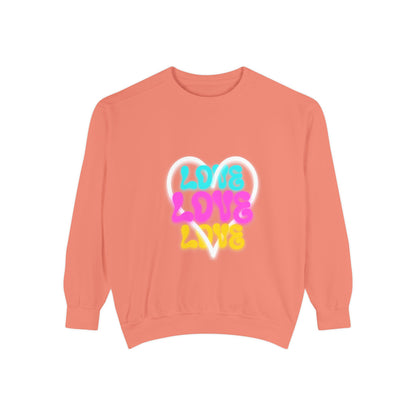 Valentine Unisex Garment-Dyed Sweatshirt - Love Gift, Heart Print Jumper, Valentine's Day Apparel, Romantic Pullover, Couples Matching Shirt
