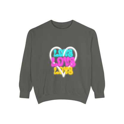 Valentine Unisex Garment-Dyed Sweatshirt - Love Gift, Heart Print Jumper, Valentine's Day Apparel, Romantic Pullover, Couples Matching Shirt