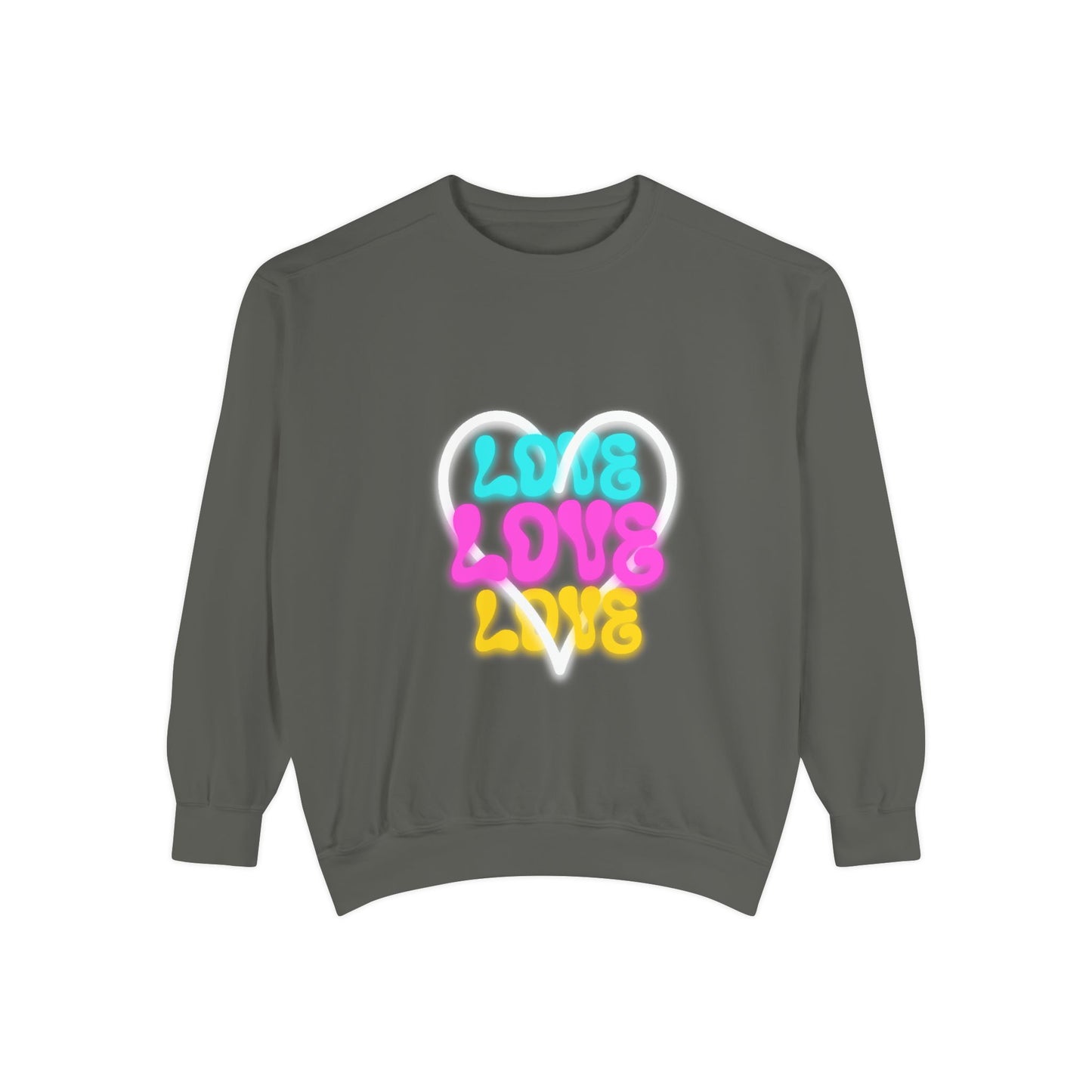 Valentine Unisex Garment-Dyed Sweatshirt - Love Gift, Heart Print Jumper, Valentine's Day Apparel, Romantic Pullover, Couples Matching Shirt