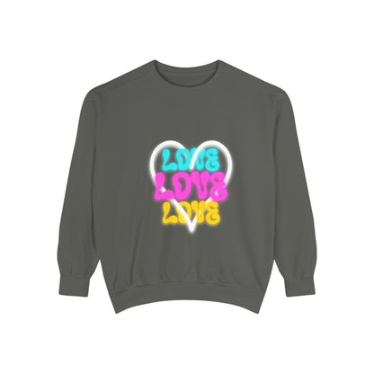 Valentine Unisex Garment-Dyed Sweatshirt - Love Gift, Heart Print Jumper, Valentine's Day Apparel, Romantic Pullover, Couples Matching Shirt
