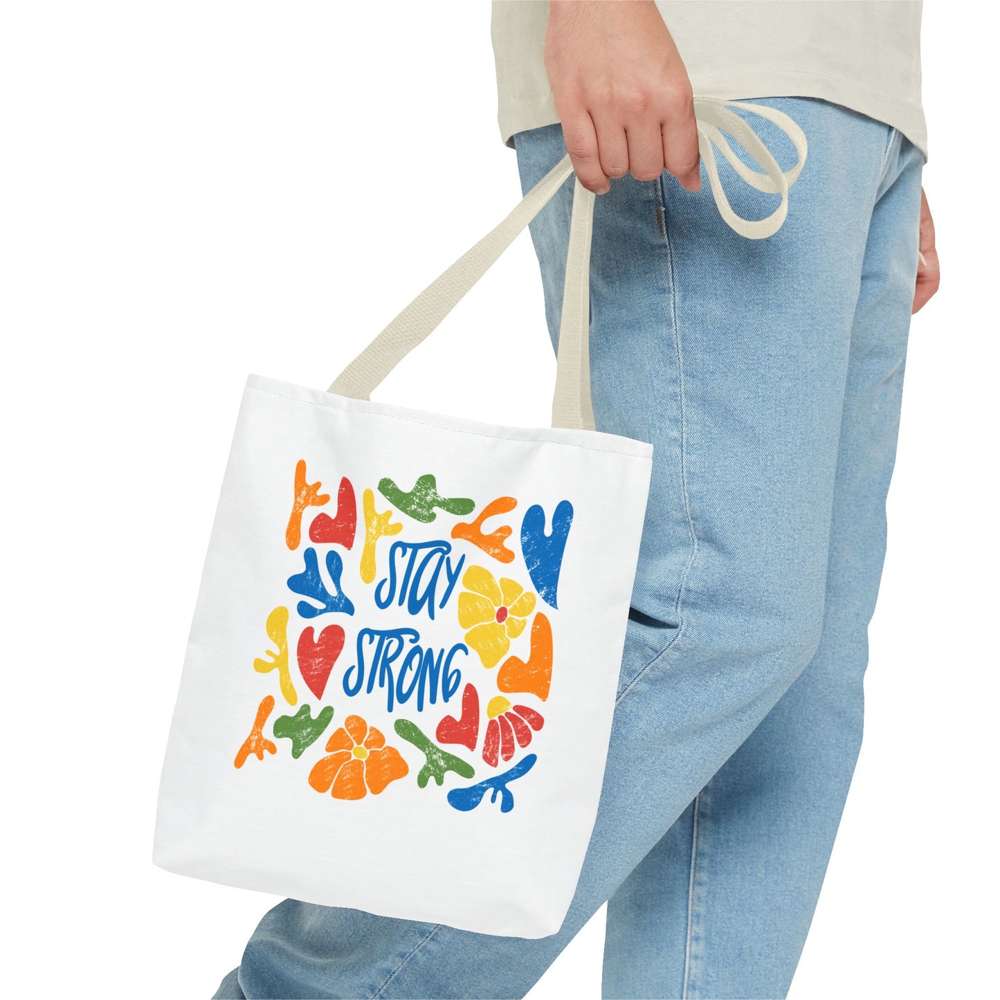 Vibrant Stay Strong Tote Bag, Eco-Friendly Bag, Motivational Gift, Beach Bag, Reusable Grocery Bag