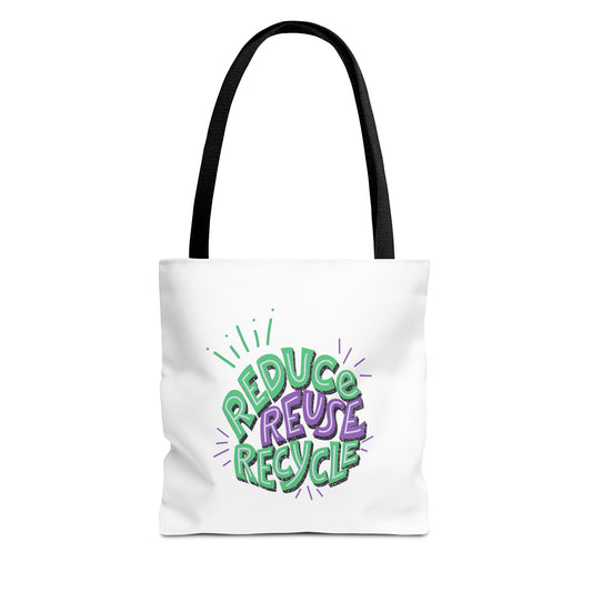 Eco-Friendly Tote Bag - Reduce Reuse Recycle, Shopping Bag, Grocery Tote, Beach Bag, Sustainable Gift